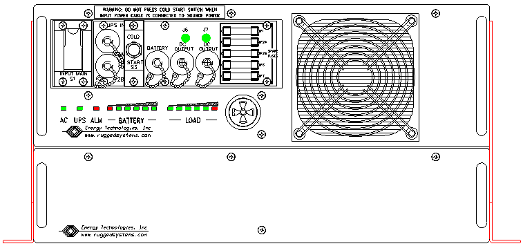 P/N: ETI0001-1233AA Rugged MilSpec UPS Standard Front Panel Layout